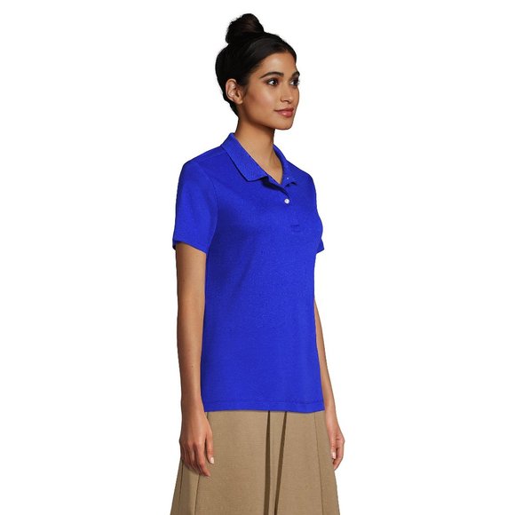 NWT‎ LANDS' END SHORT SLEEVE FEMININE FIT INTERLOCK POLO SHIRT COBALT XS - Picture 3 of 6